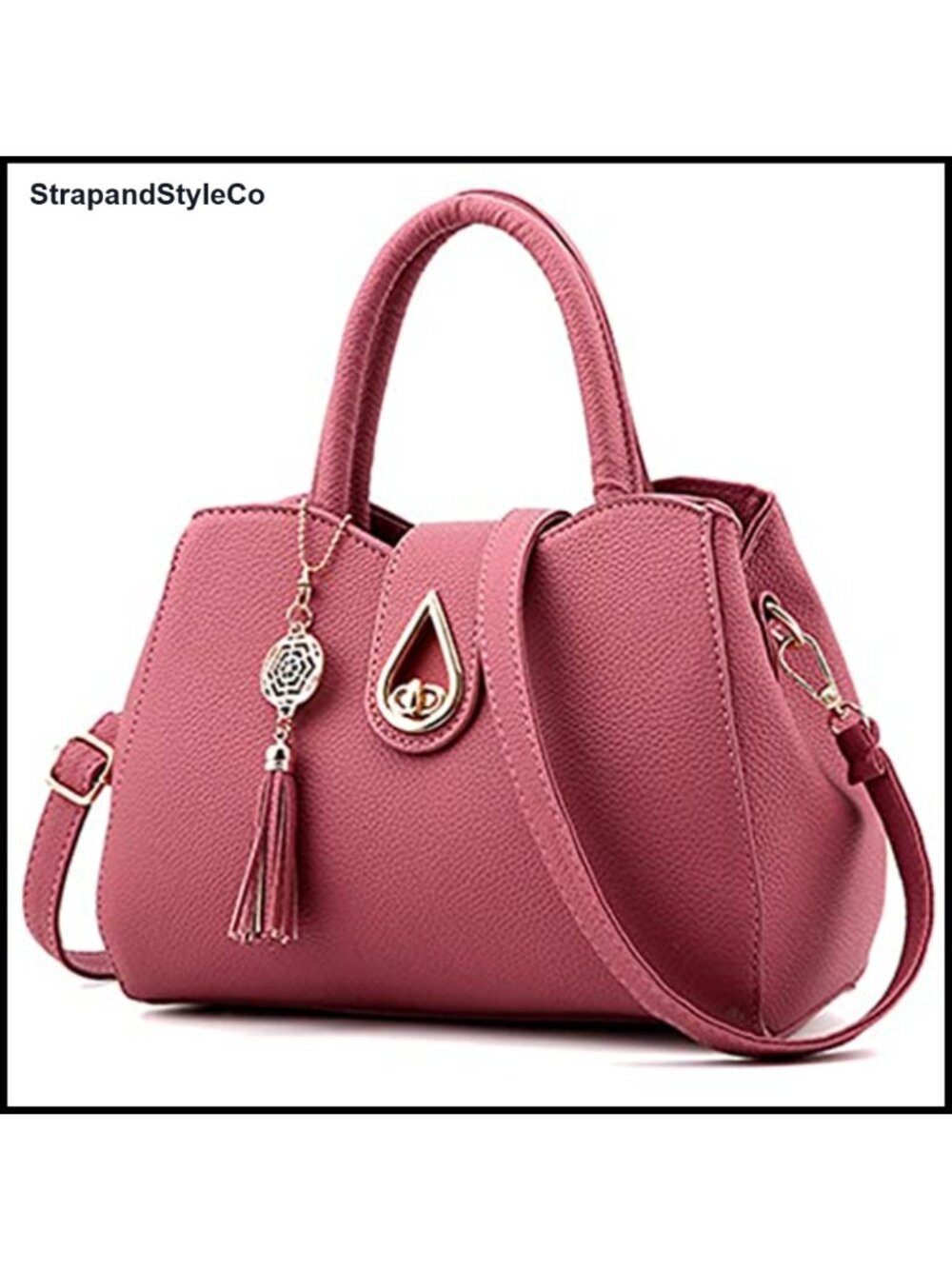 PU Leather Satchel Shoulder Crossbody Bag Zip 3 Compartments